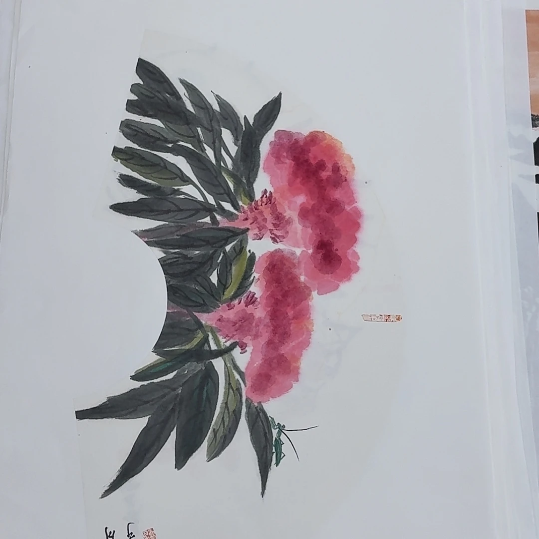 国画扇面图手绘作品