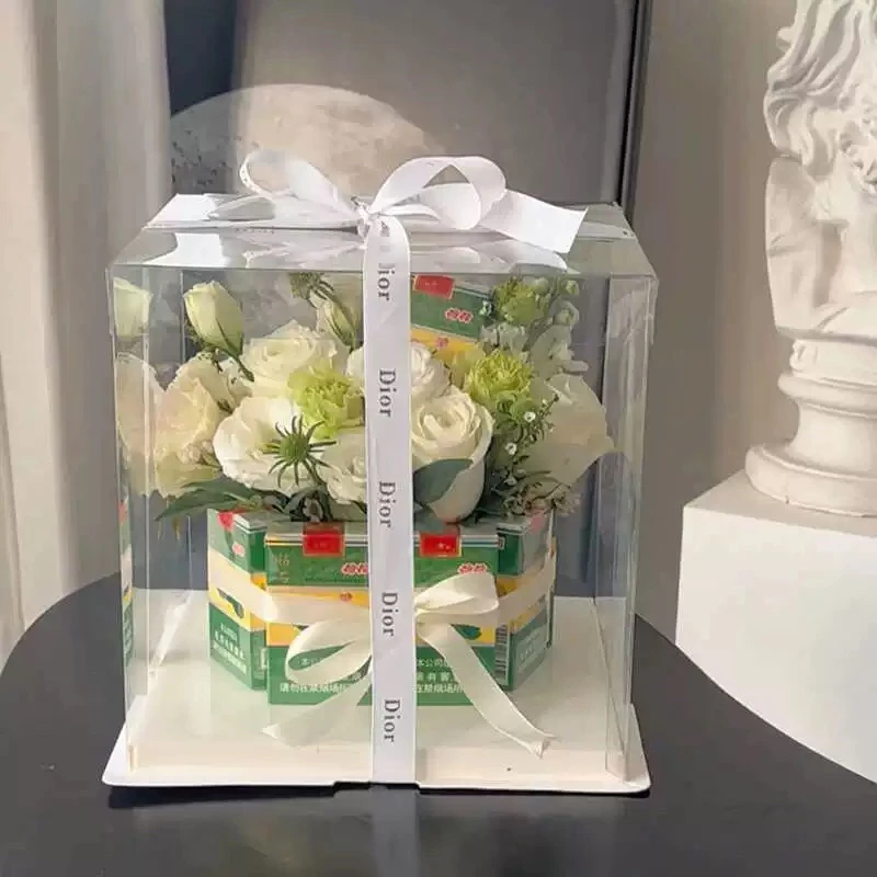 情人节diy手工透明圆形男士火因盒花艺礼盒送男友送父亲礼物