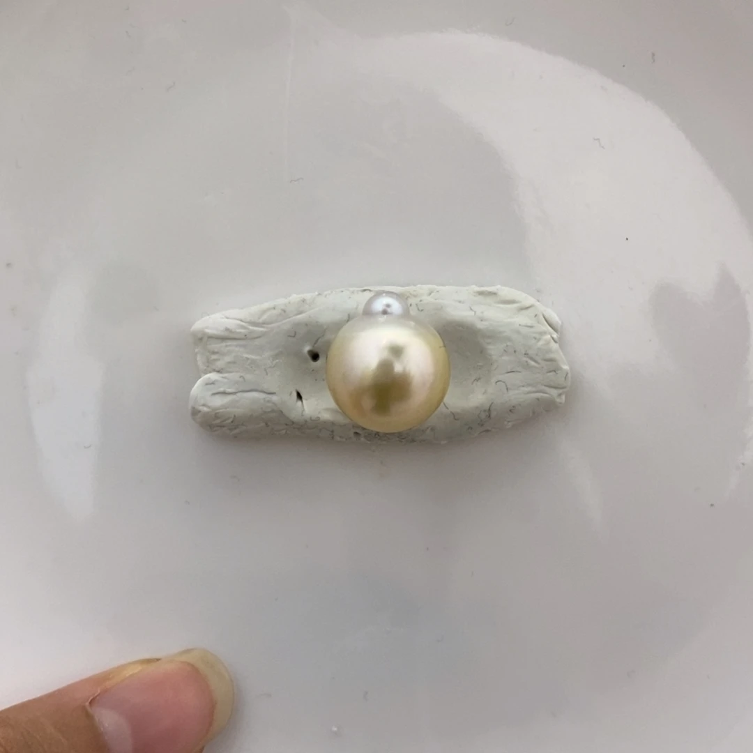 未镶嵌海水珍珠裸珠13.3mm浅金