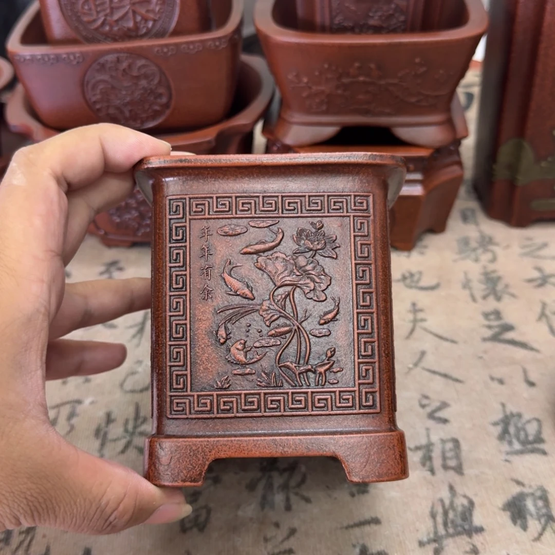 紫砂花盆8x9.5内经紫砂花盆