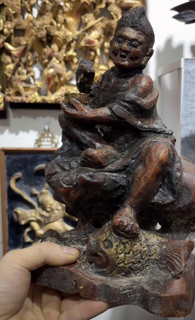 老木雕魁星点斗一尊