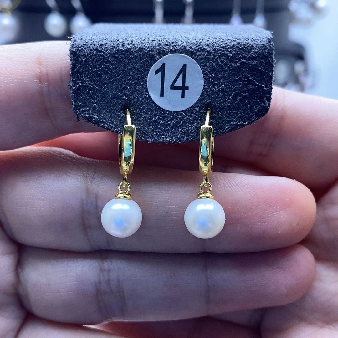 银S925镶嵌淡水珍珠耳饰