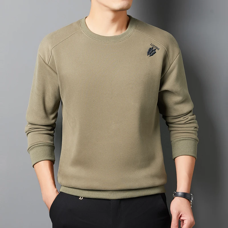 秋季男款圆领刺绣卫衣长袖时尚简约男士休闲卫衣宽松百搭套头卫衣