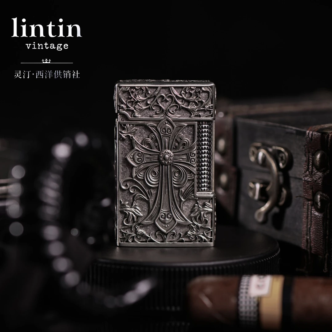 【克罗心】stelton轻奢商务充气打火机黄铜侧滑点火潮流重甲