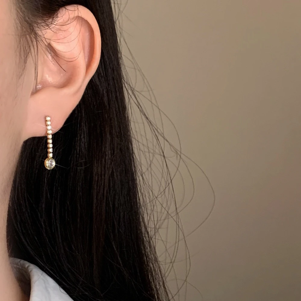 铜合金耳饰 流苏耳环高级感奢华耳线简约优雅气质耳坠耳饰品（B37）