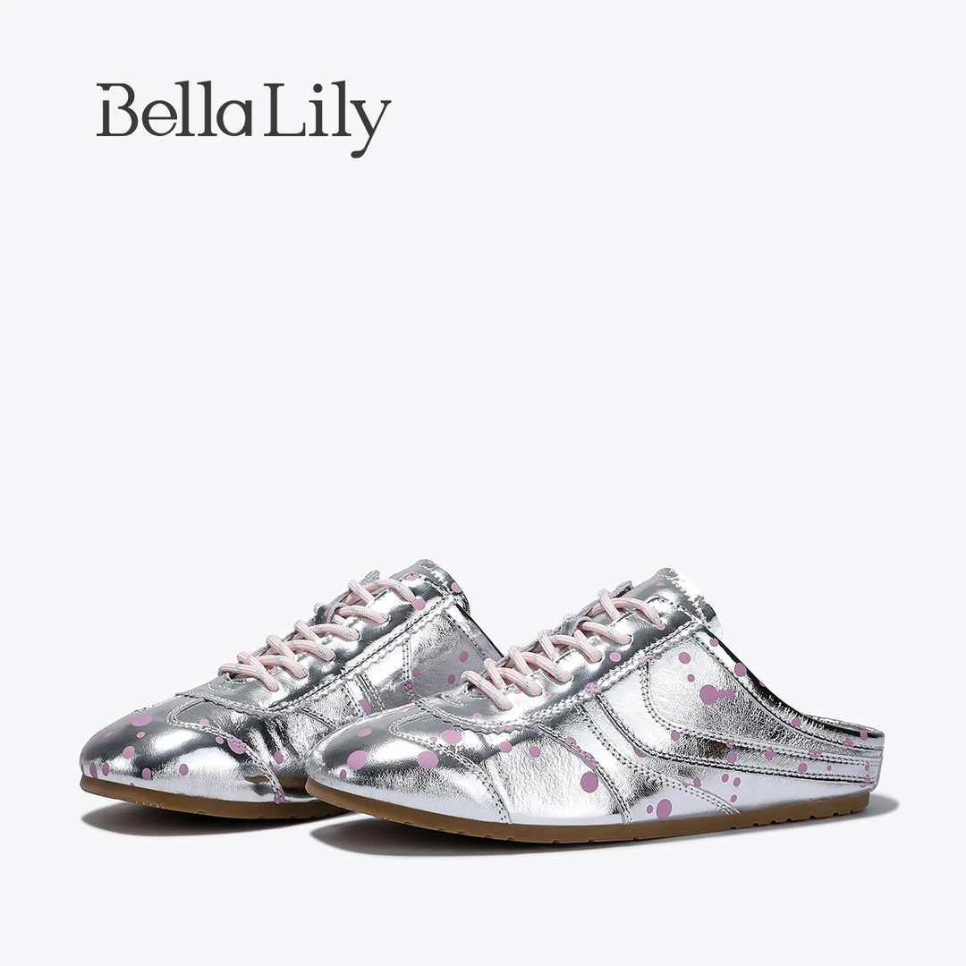 BellaLily2025夏季气质温柔包头拖女粉波点舒适懒人鞋轻便一脚蹬