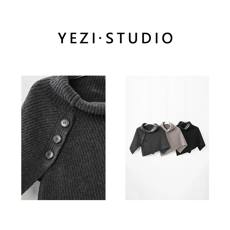 【魔法造型披肩】新澳100%羊毛复古造型神器叠高领开衩披肩25314008