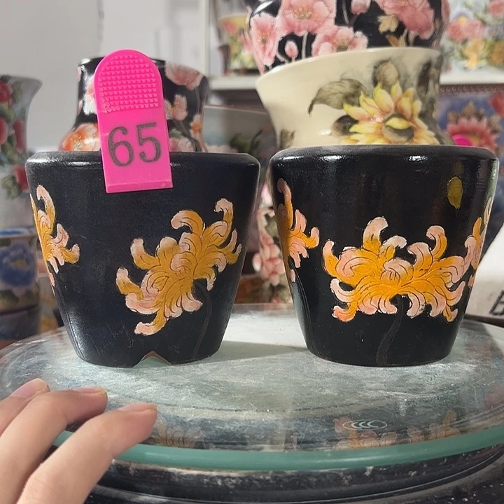 景德镇幸运花盆手绘韩式花盆