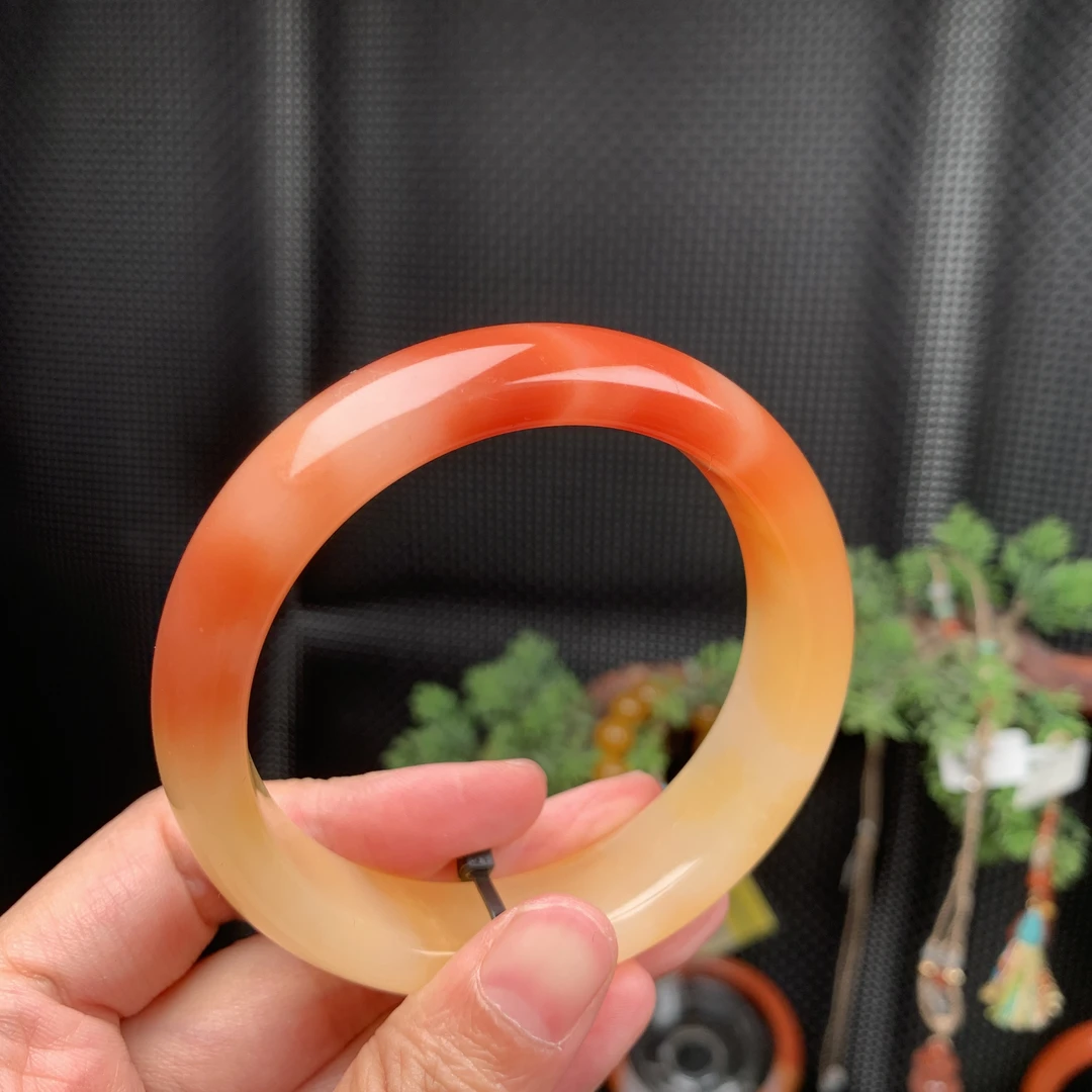 【正品保障】云南龙陵天然黄龙玉手镯冰透百搭女款半山水玉镯