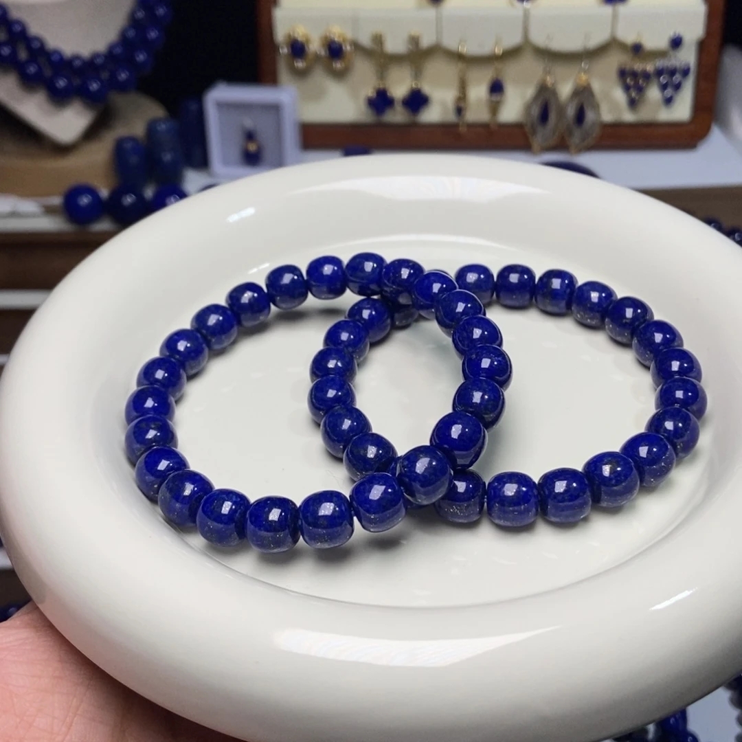 青金石未镶嵌老型单圈手串9mm 多样性发其一