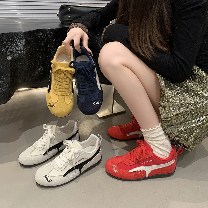 人鱼尾秋季新款百搭舒适休闲运动鞋平底德训鞋女款软底阿甘鞋