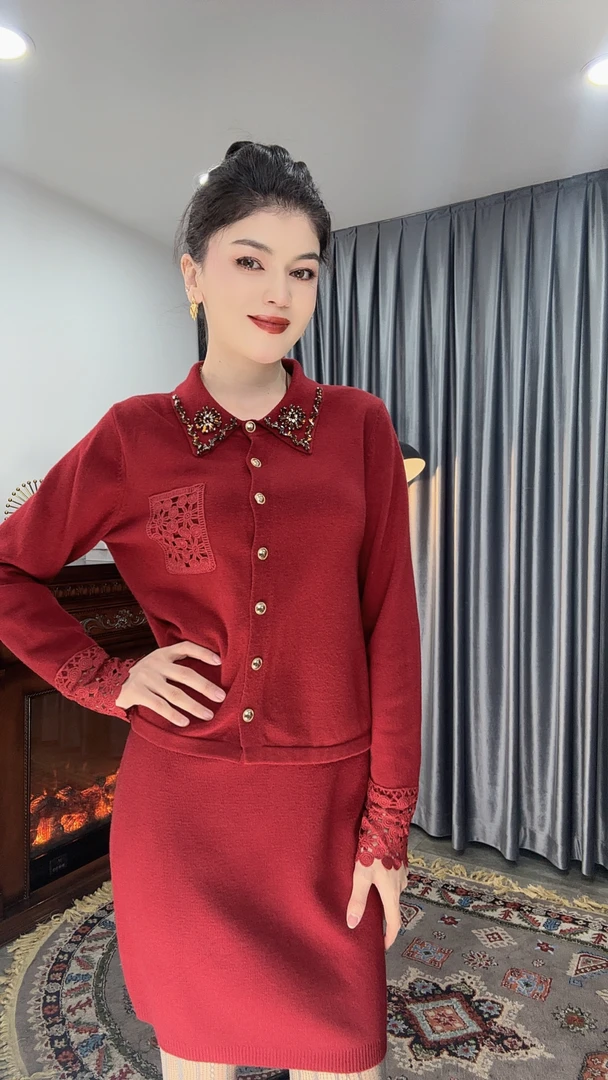 时尚新款翻领爆款两件套