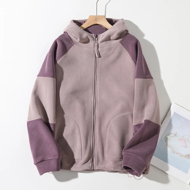 【春日暖阳】百搭防风双面奥粒撞色连帽减龄休闲外套A7444#88570