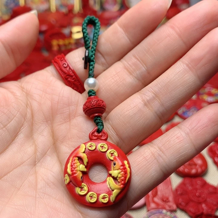 天然辰砂工艺品朱砂钥匙扣