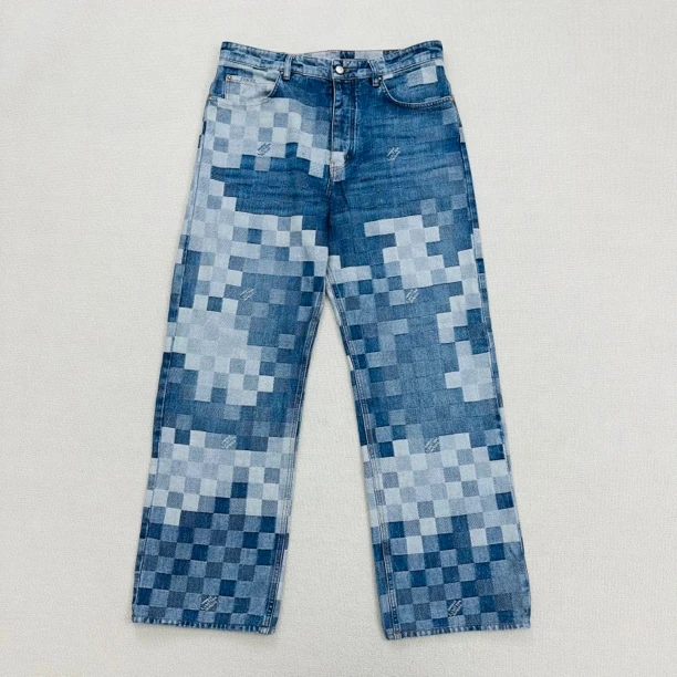 99新 LouisVuitton/路易威登 菲董棋盘格牛仔裤/33码/WL1215