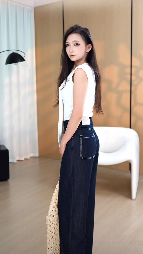 【森妲】莱赛尔天丝韩国蓝阔腿牛仔裤女夏季高腰显瘦宽松凉感垂感