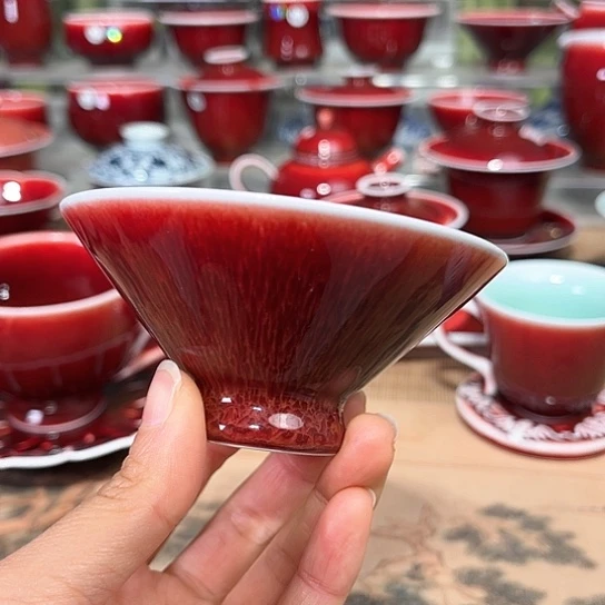 景德镇陶瓷红马坊杯