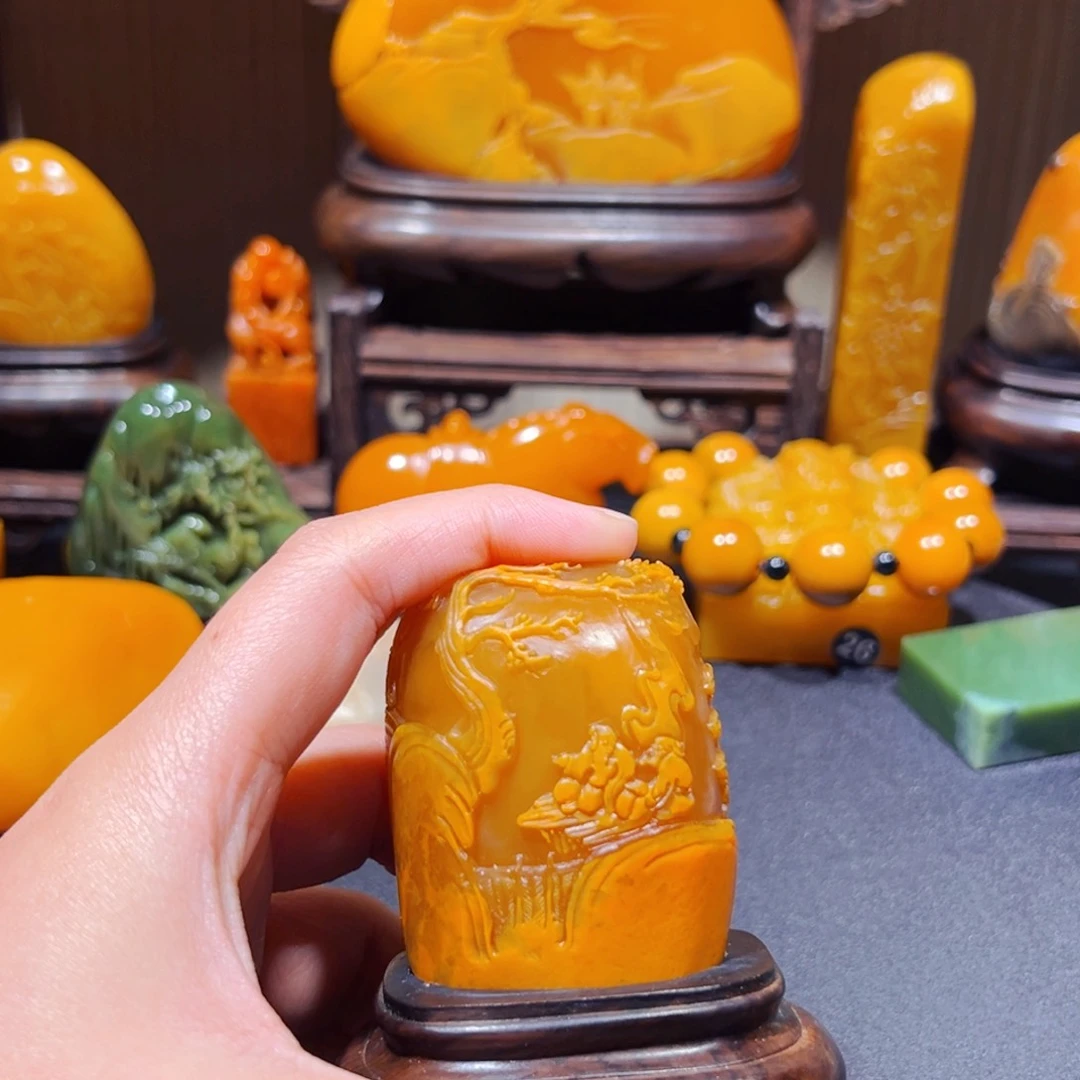 田黄石湖**步石雕石雕石雕