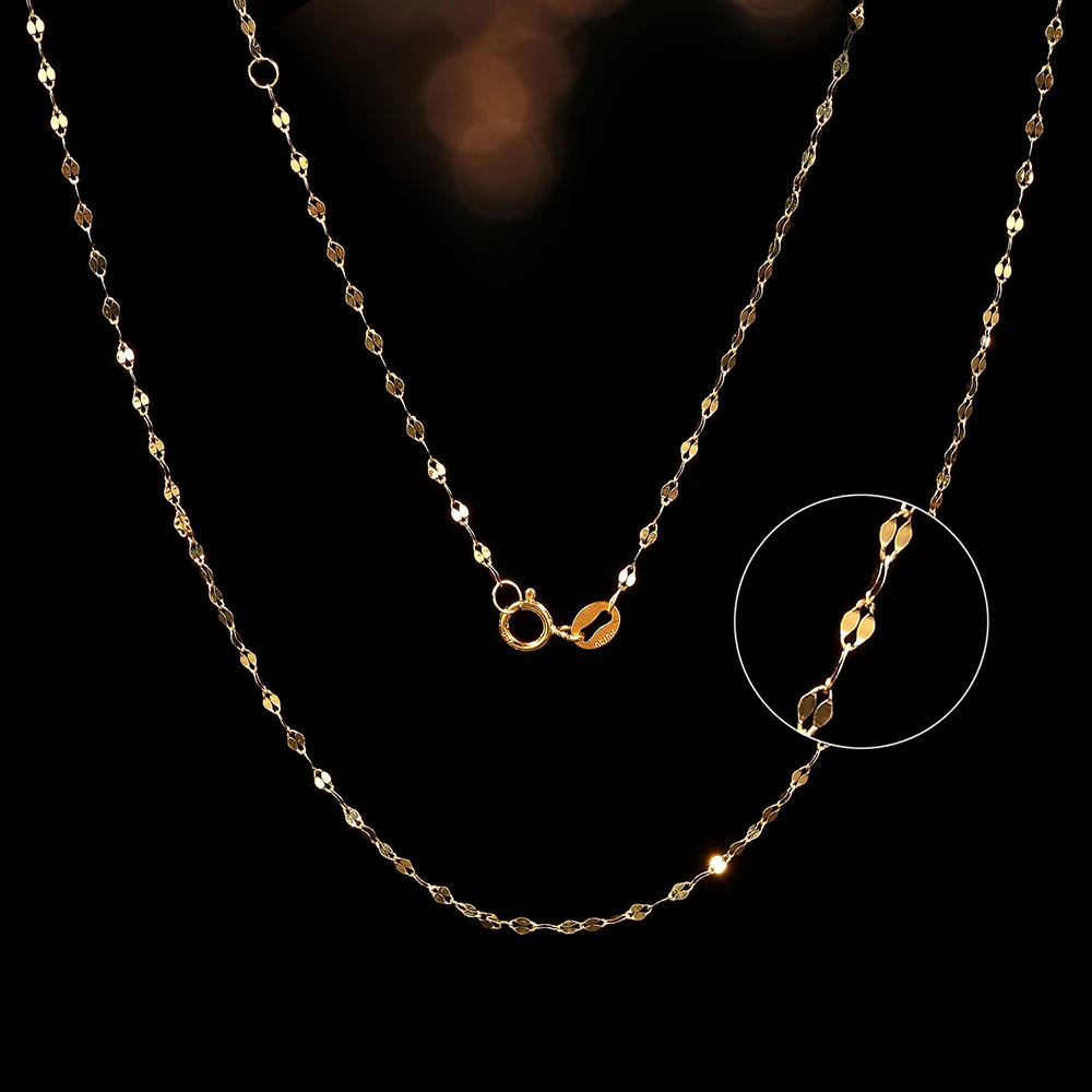 【巧儿专属】18k金百搭爆闪嘴唇链45cm 万能链