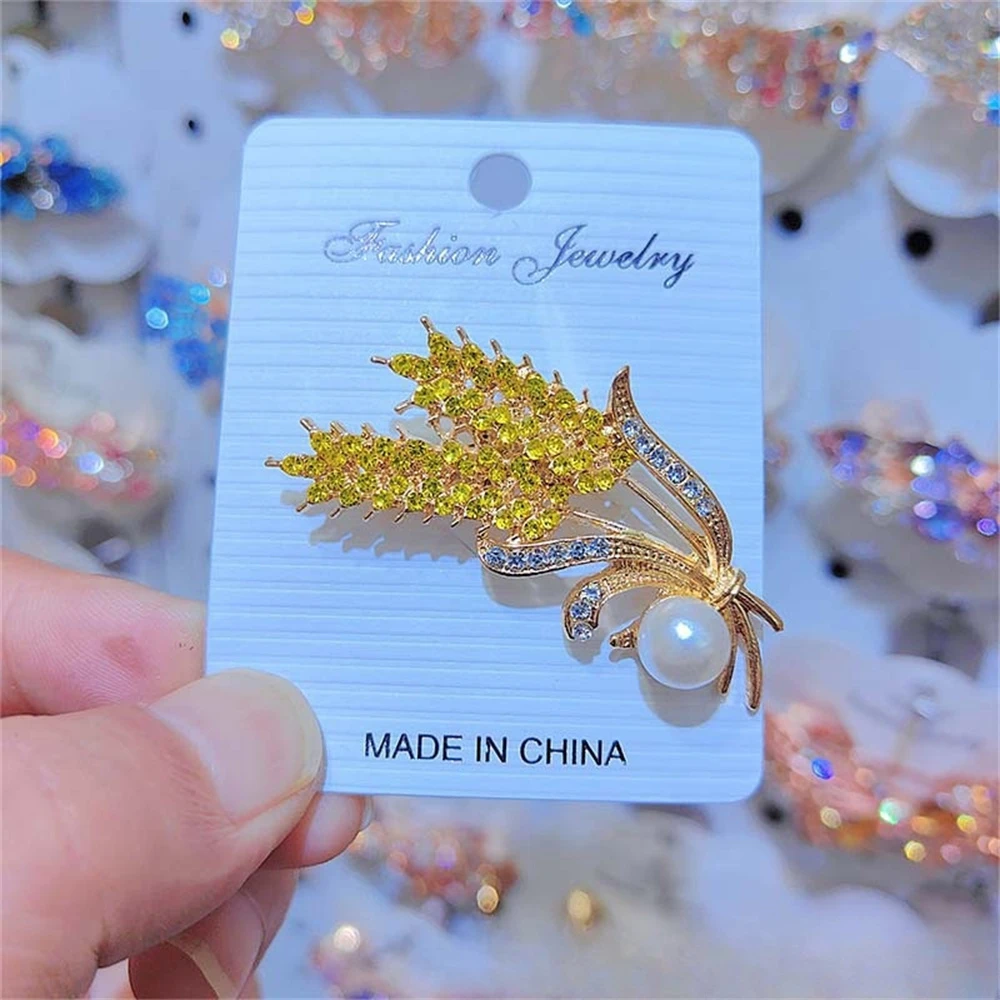 合金胸针 精致轻奢麦穗胸针高档女奢华百搭胸花别针植物复古配饰