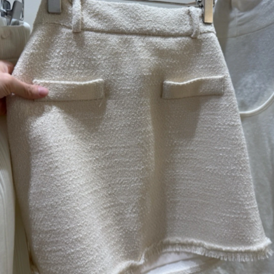 no退no换温柔气质小香风高腰半身裙短款纯色短裙