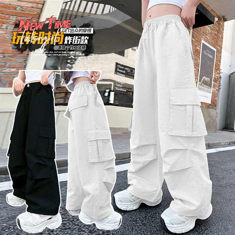 女童裤子工装裤夏季女童薄款中大童宽松夏款长裤2025新款洋气时髦