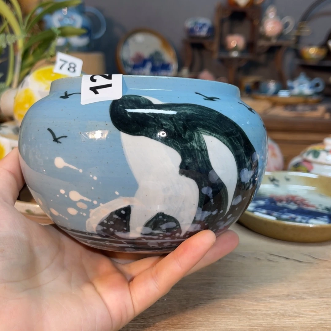 壶素浅陶瓷手工手绘