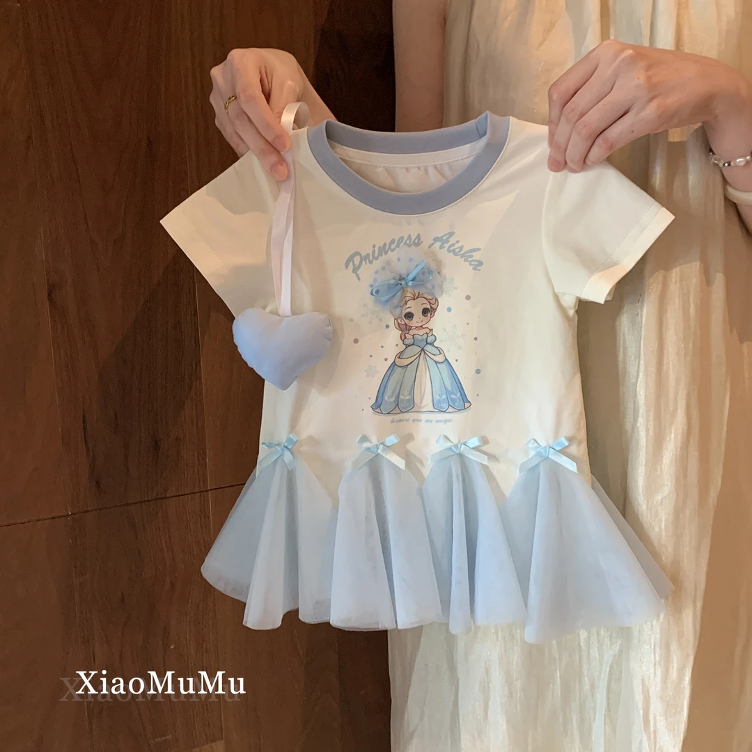 【现货】女童白雪公主裙夏天2025新款小童宝宝洋气连衣裙休闲T恤裙