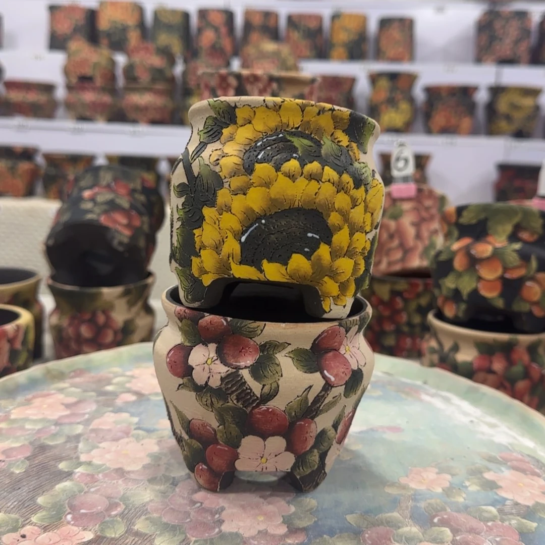 瑕疵精品多肉手绘花盆