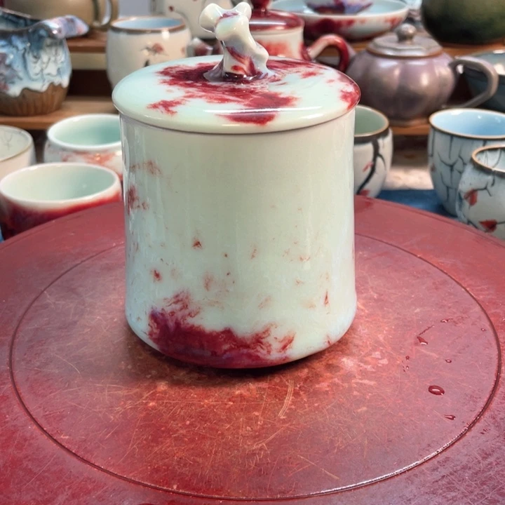 摆件玉石釉手工茶仓