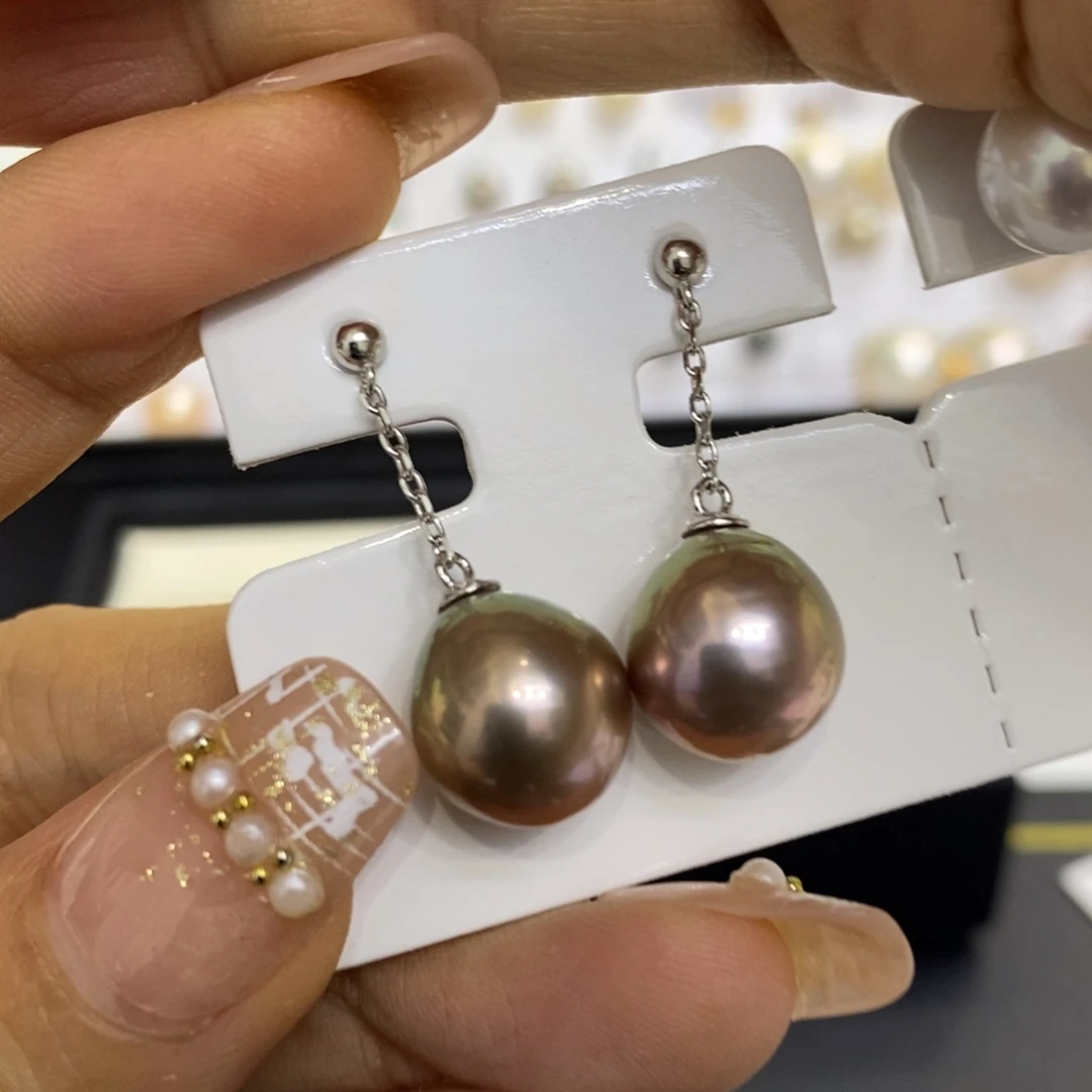 银S925镶嵌淡水珍珠耳饰