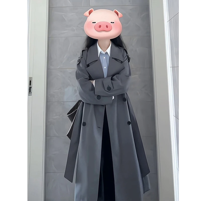 高个子女款英伦加长版风衣外套女2025春秋季韩版高级感超长款大衣