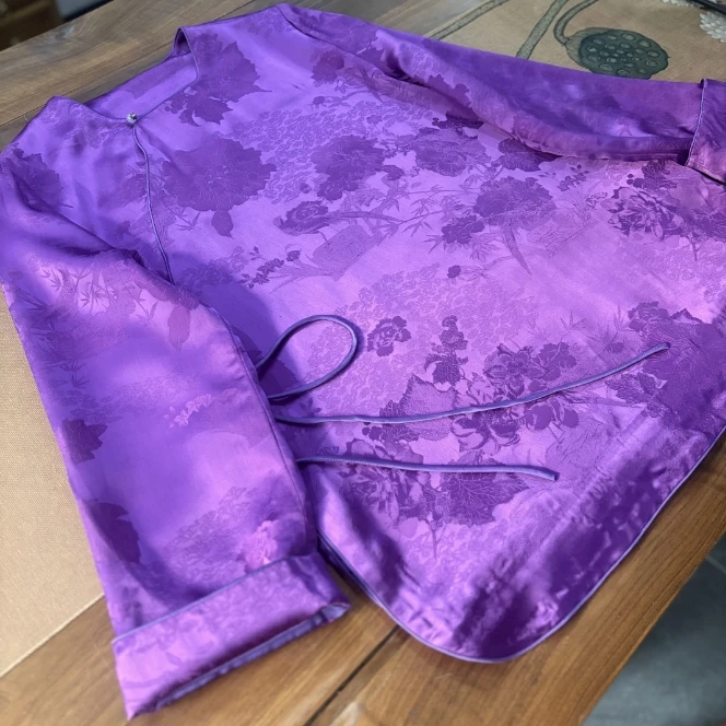 常念 芳华设计新中式复古提花上衣国风圆领斜襟上衣