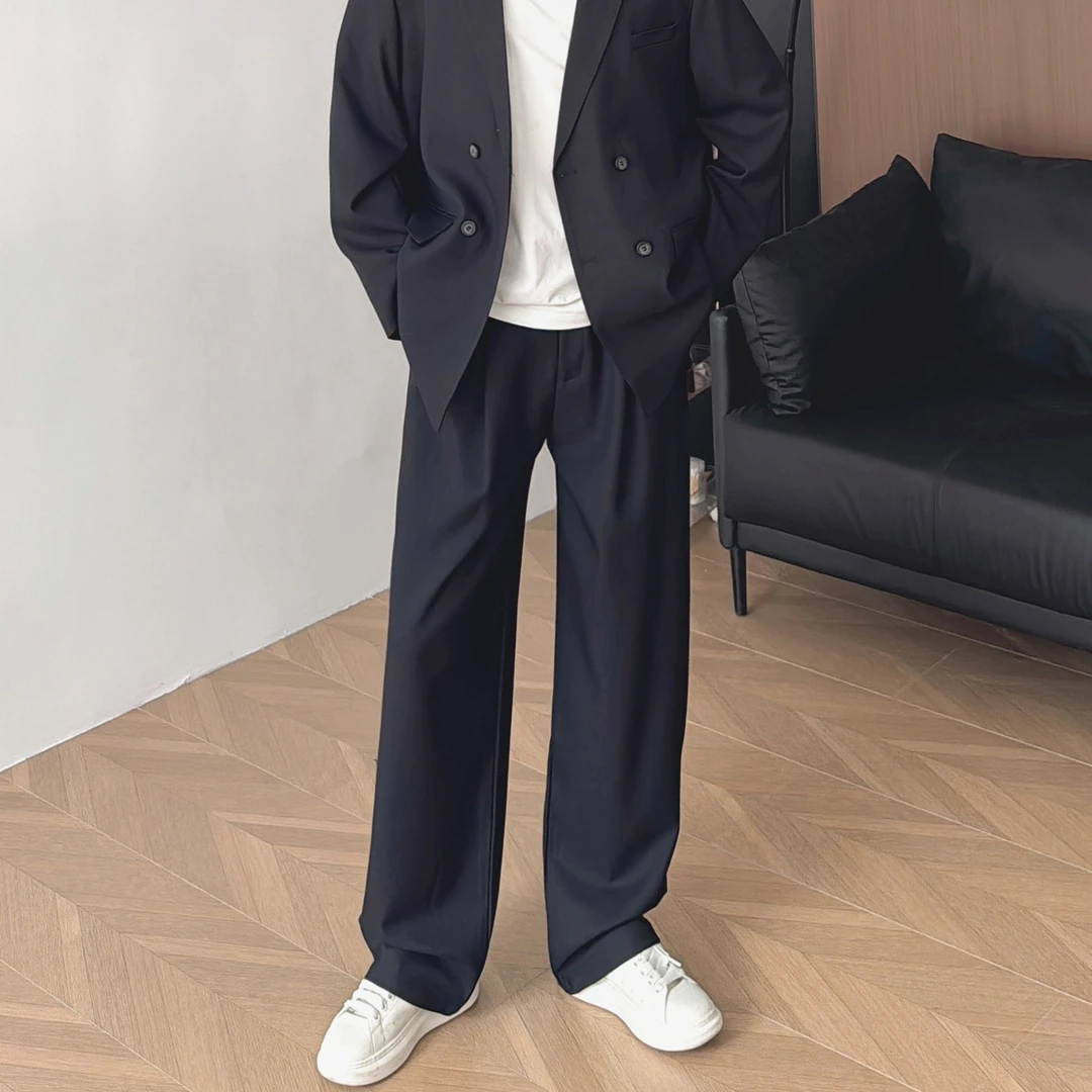 朱渣渣韩版高级垂坠感男士小西裤2025秋季新款宽松休闲直筒西装裤