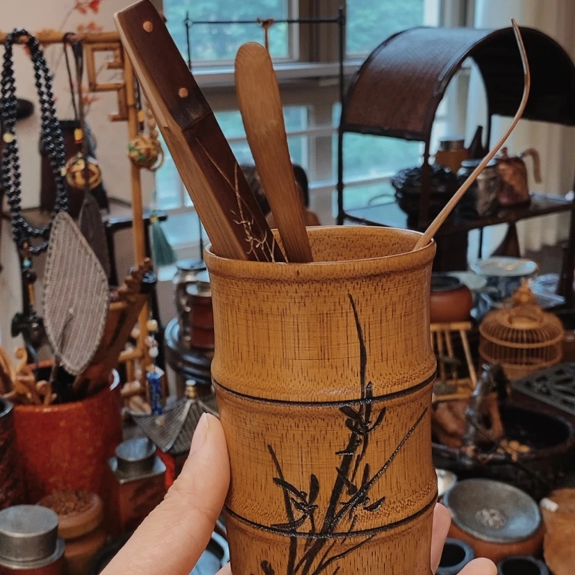 【闪购商品】大漆雕刻茶道筒笔筒