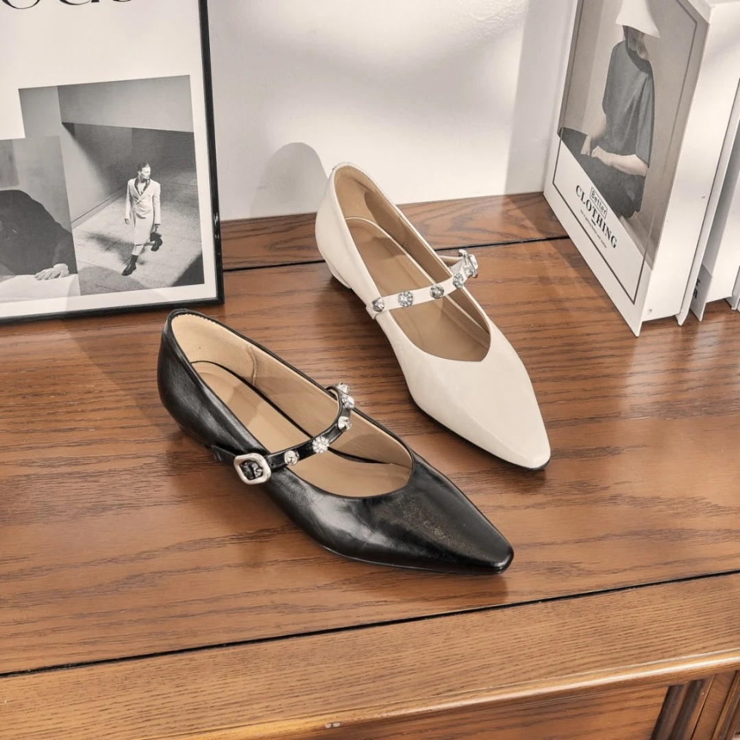 2025新款低跟尖头设计感舒适百搭单鞋真皮女鞋G799