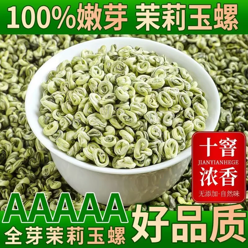 【高品质全芽茉莉玉螺】广西横县茉莉玉螺王2025新茶茉莉花茶浓香型