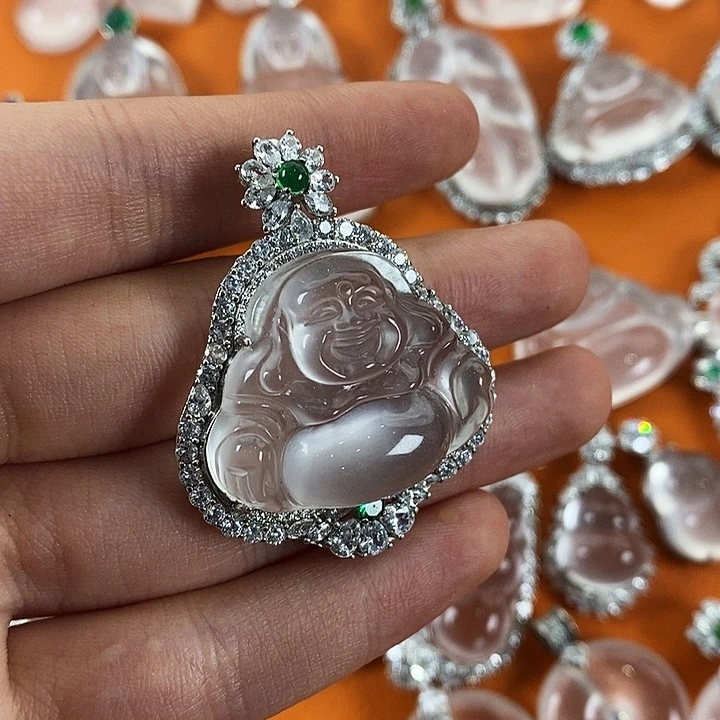 m***o石英质玉银S925镶嵌颈饰