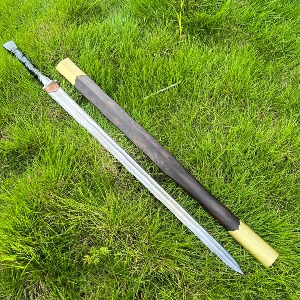 一体剑手工制作百练花纹钢十八般冷兵器武术锻炼收藏工艺品未开刃
