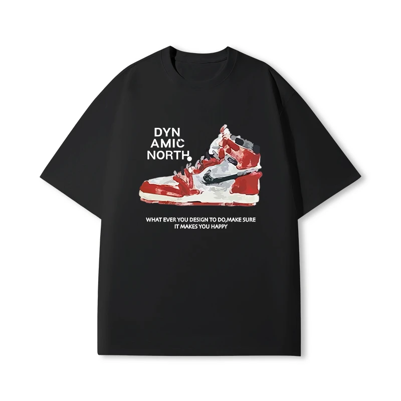 奥莱【一折专区】短袖男AJ鞋复古夏季印花街头运动T恤百搭休闲男装