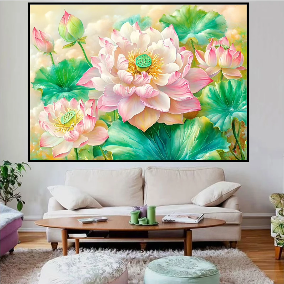 荷韵【定制款】蒙娜丽莎十字绣46色65×85棉线四股满绣无勾边