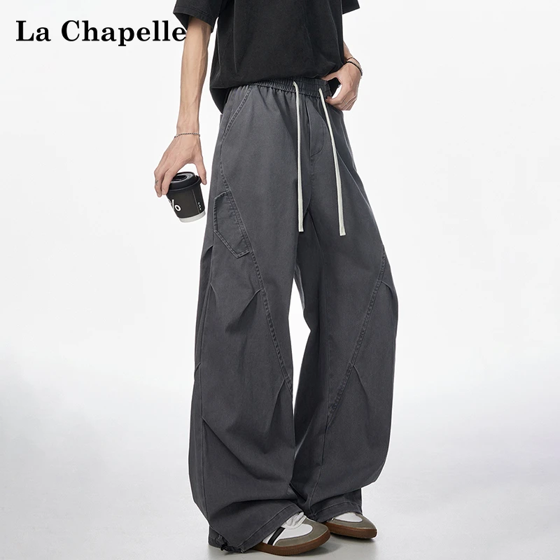 La Chapelle/拉夏贝尔美式潮牌直筒休闲裤男女夏季宽松垂感工装裤