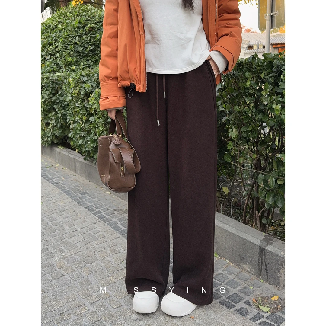 应小姐【绵绵裤】微胖大码显瘦保暖外穿宽松直筒高腰休闲加绒长裤