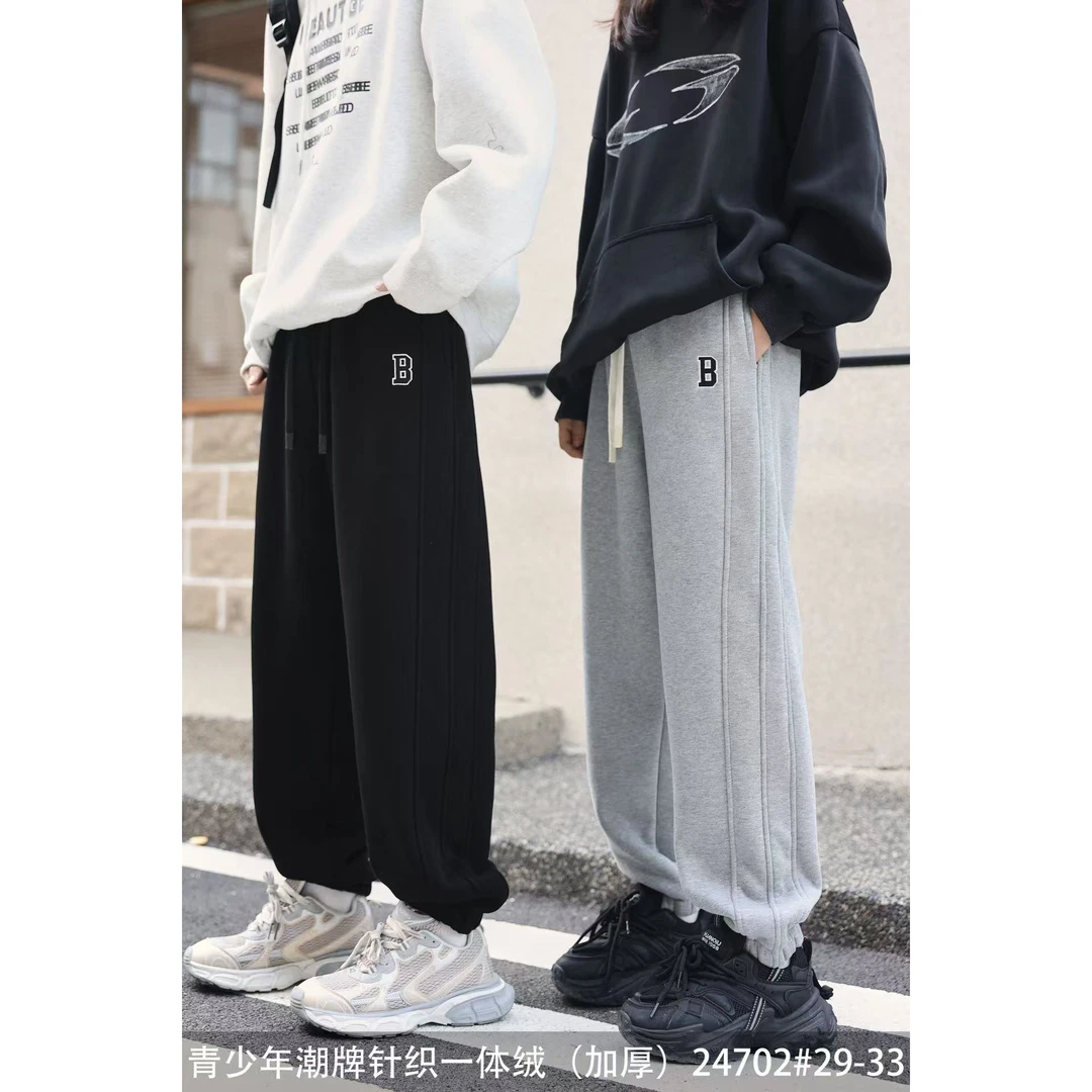 【24702-灰色】青少年秋冬加厚款运动卫裤
