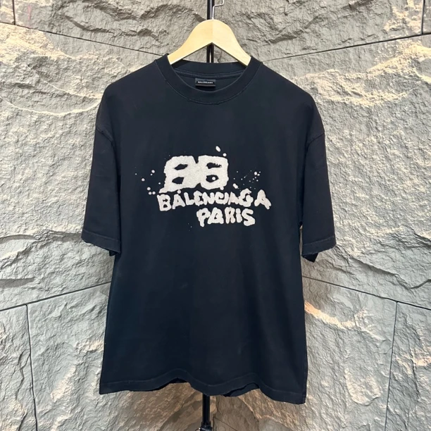 99新 Balenciaga/巴黎世家 胸围55衣长70 S码 泼墨Logo M517