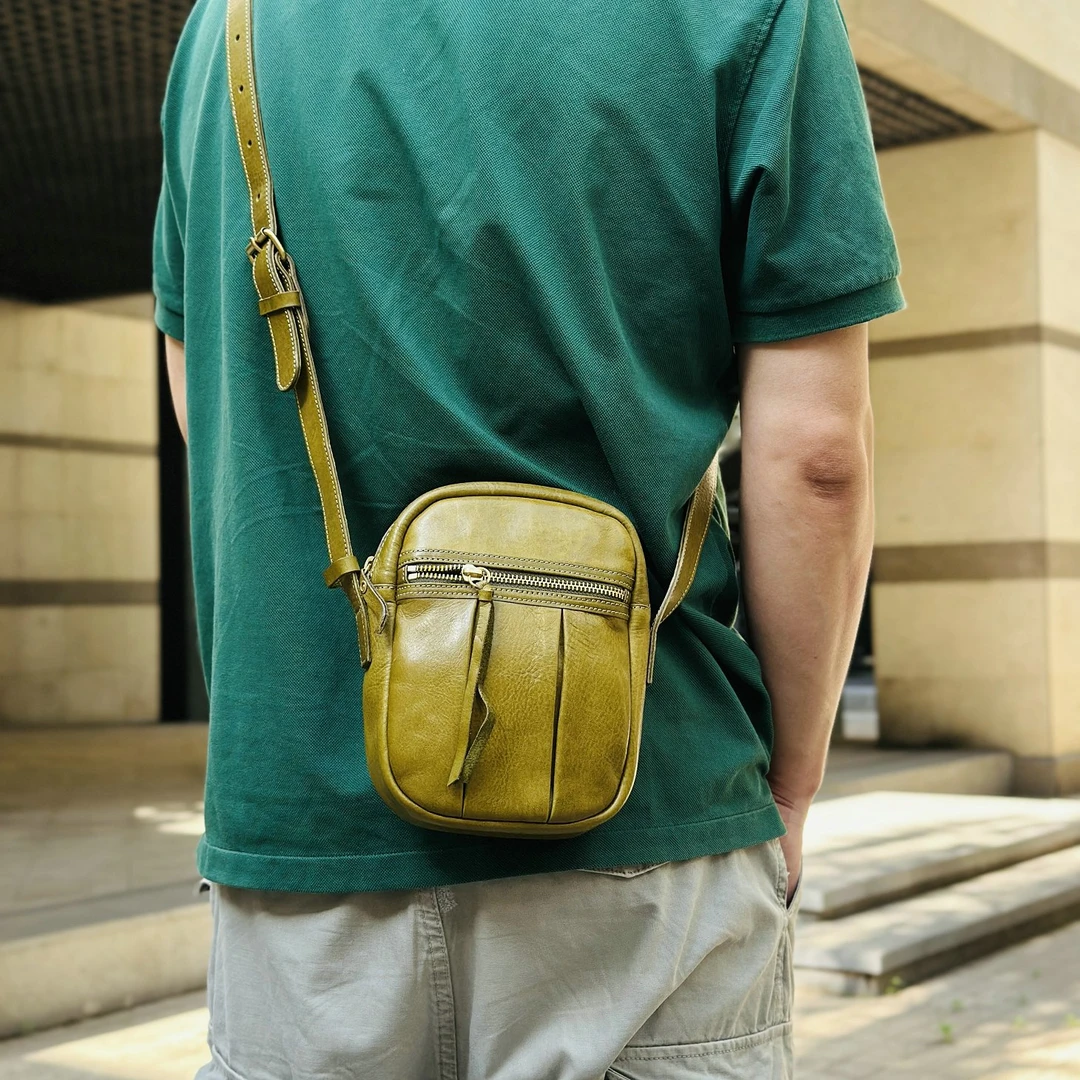 【15*6*20】0.3头层牛皮单肩斜挎包个性百搭男女同款日系随身小包