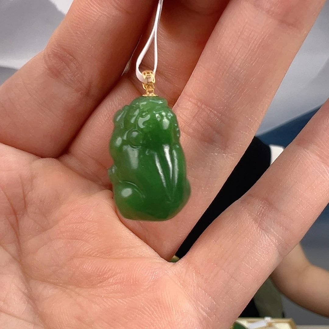 和田玉（碧玉）18K金镶嵌颈饰