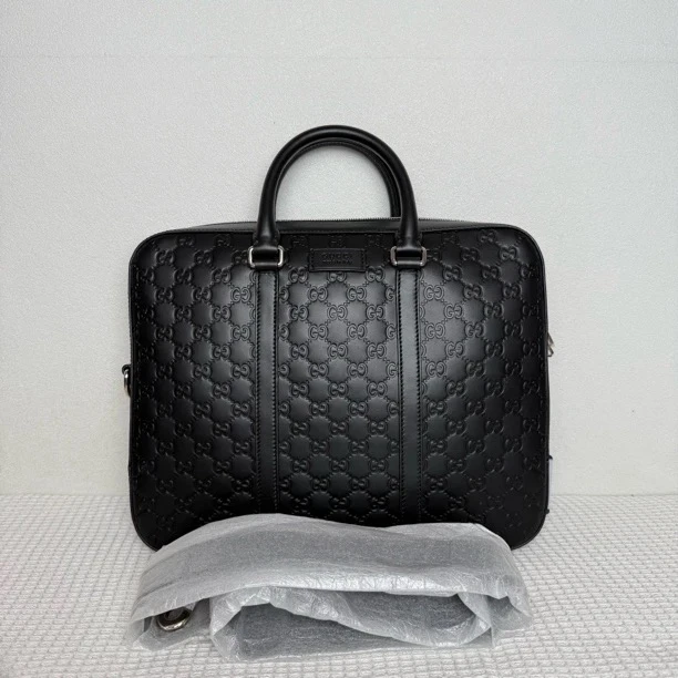 99新 GUCCI/古驰 4934/闲置品经典黑色全皮公文包