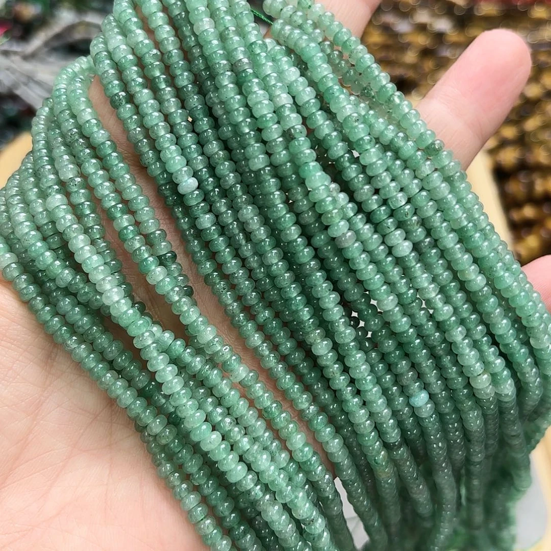 玛瑙/玉髓未镶嵌珠宝半成品2×4绿东陵算盘一条