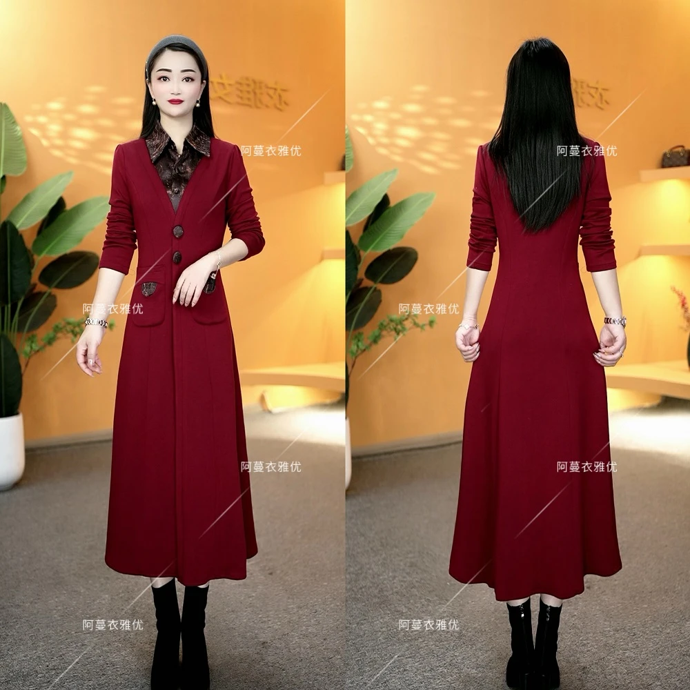 【衣雅严选】8100-1374#新款高定空气层桑丝缎手抓花翻领连衣裙